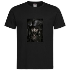 Футболка с принтом Пираты Карибского Моря Джек Воробей Лицо - 2XL черная