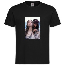 Футболка с принтом Пираты Карибского Моря Джек Воробей И Элизабет Суонн - 2XL черная