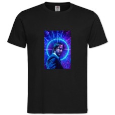 Футболка с принтом Джон Уик Неон Героический Принт - 2XL черная