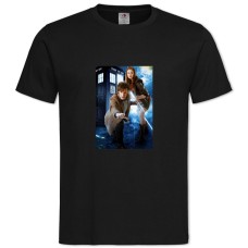 Футболка с принтом Доктор Кто Герои Принт - 2XL черная