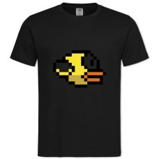 Футболка с принтом Флаппи Бёрд Желтая Птица - 2XL черная