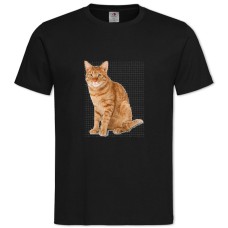 Футболка с принтом Рыжий Кот Сидит - 2XL черная