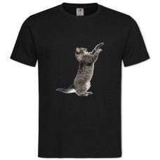 Футболка с принтом Забавный Серый Котенок - 2XL черная
