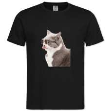 TTrendy Gray And White Cat -shirt with Print Trendy Gray And White Cat - 2XL black