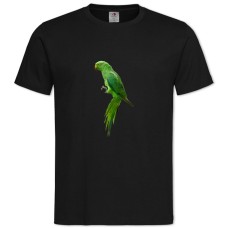Футболка с принтом Зеленый Попугай - 2XL черная