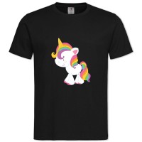 T-shirt z nadrukiem Śliczny Mały Jednorożec - S czarny