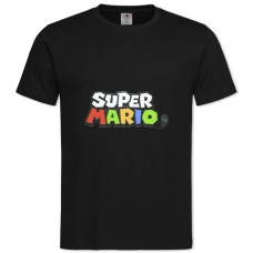 Футболка з принтом Маріо Логотип - 2XL чорна