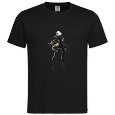 Футболка с принтом Ниер Автомата Девушка Героический Принт - 2XL черная