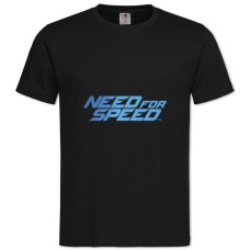 Футболка с принтом Жажда Скорости Нид Фор Спид Голубой Логотип - 2XL черная