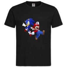 TSonic With Mario -shirt with Print Sonic With Mario - 2XL black