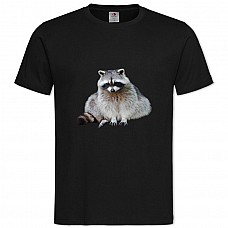 Футболка с принтом Толстый Енот - 2XL черная