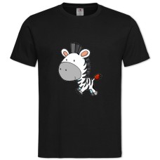 TCute Zebra From Cartoon -shirt with Print Cute Zebra From Cartoon - 2XL black