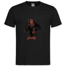 Футболка с принтом Обезьяна Боится - 2XL черная