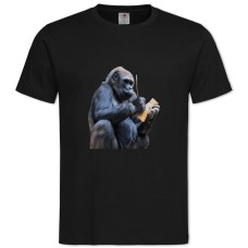 Футболка с принтом Обезьяна С Небольшим Бревном - 2XL черная