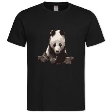Футболка з принтом Здивована Панда - 2XL чорна