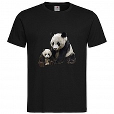 Футболка с принтом Большая И Маленькая Панда - 2XL черная