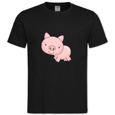 Футболка с принтом Свинка - 2XL черная