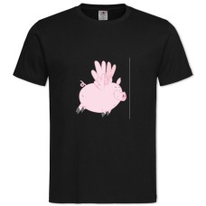 Футболка с принтом Свинья С Крыльями - 2XL черная