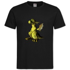 Футболка с принтом Зеленый Милый И Маленький Динозавр - 2XL черная