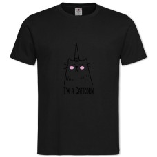 Футболка с принтом Котик Единорог - 2XL черная