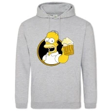 Hoodie with Print The Simpsons Homer With Beer - 2XL grey
