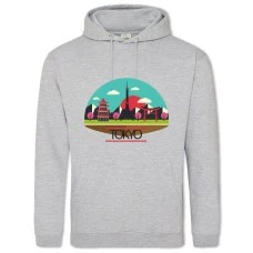 Hoodie with Print Tokyo - 2XL grey