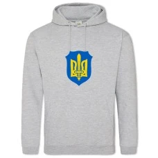 Худи с принтом Герб Украины - 2XL серый