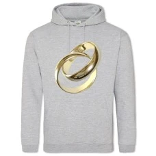 Hoodie with Print Wedding Gold Rings - 2XL grey
