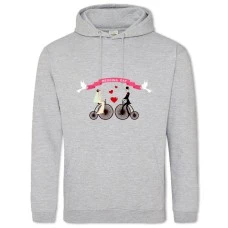 Hoodie with Print Bride And Groom On Bicycles - 2XL grey