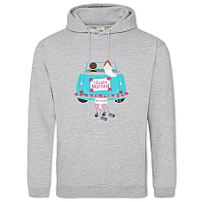 Hoodie with Print Wedding Car With A Newly-Married Couple - 2XL grey