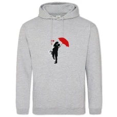 Hoodie with Print The Bride And Groom Under A Red Umbrella - 2XL grey