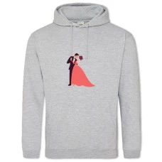 Hoodie with Print The Groom And The Bride In A Dress In Coral - 2XL grey