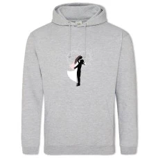 Hoodie with Print The Groom And The Bride With A Bouquet - 2XL grey
