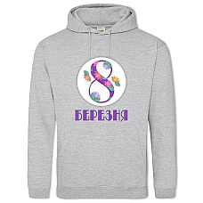 Худі з принтом 8 Березня Квіточками - 2XL сірий