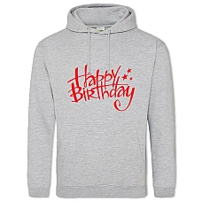 Hoodie with Print Birthday With Stars In Red Letters - 2XL grey