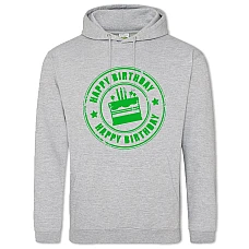 Hoodie with Print Birth Day Cake With Green Print - 2XL grey