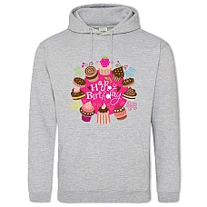 Hoodie with Print Birthday Many Sweets - 2XL grey
