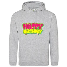 Hoodie with Print Birthday Flowers - 2XL grey