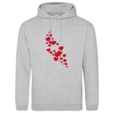 Hoodie with Print Valentine's Day Many Red Hearts - 2XL grey