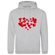 Hoodie with Print Valentine's Day A Lot Of Hearts In The Form Of Heart - 2XL grey