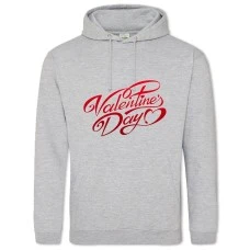 Hoodie with Print Valentine's Day Inscription With Hearts - 2XL grey