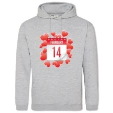 Худи с принтом День Всех Влюбленных 14 Февраля На Календаре - 2XL серый