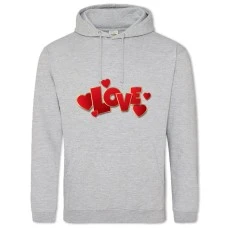Hoodie with Print Valentine's Day Love With Hearts - 2XL grey