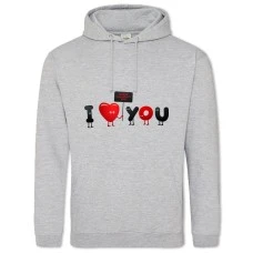 Hoodie with Print Valentine's Day I Love You - 2XL grey