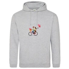 Hoodie with Print Valentine's Day Boy And Girl On Bicycle - 2XL grey