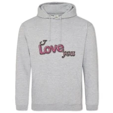 Hoodie with Print Valentine's Day I Love You 3D - 2XL grey