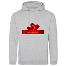 Hoodie with Print Valentine's Day Two Red Hearts With Ribbon - 2XL grey