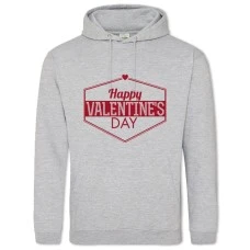 Hoodie with Print Valentine's Day Inscription In Red Frame - 2XL grey