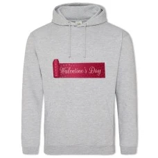 Hoodie with Print Valentine's Day Inscription On A Fabric Ribbon - 2XL grey