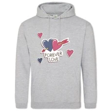 Hoodie with Print Valentine's Day Forever Love - 2XL grey